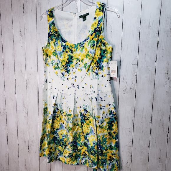 New! Ralph Lauren LRL Women's Floral Watercolor Fit And Flare Dress Size 12. - Picture 2 of 8